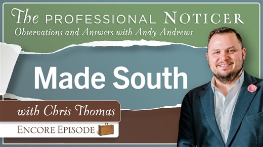 In this week’s encore episode of The Professional Noticer, Andy hosts Chris Thomas – Entrepreneur, Podcaster, and Professional Southern Gentleman. Tune in to hear Andy and Chris share a lively conversation about all things southern! Listen as Chris shares the fun details about his company, Made South – how it got started, how it’s going today, the blessings and challenges of entrepreneurship, and much, much more! ✨ And don’t miss your chance to experience Made South in person at the 2025 MADE SO