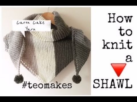 How to knit a TRIANGLE shawl/CARON CAKES review