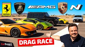 137K views · 1K reactions | Hyundai vs Lamborghini vs Ferrari vs Porsche vs Brabus Mercedes-AMG drag race. Trigger warning for those that don't like EVs  SKIP AHEAD: EV vs Flat-6: 01:18 EV vs V8: 06:28 EV vs V10: 09:41 EV vs V12: 14:18 Timed runs: 18:25 Timed results: 20:51 | Paul Maric | Facebook