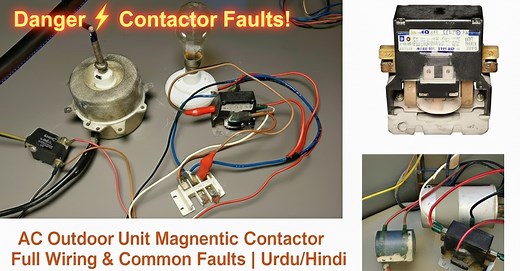 AC Outdoor Unit Magnetic Contactor Full Wiring & Common Faults | Urdu/Hindi ------------------------------------------------------------------ AC & PCB repairing course in urdu and hindi Course Buy Contact : 923164076971 Is video mein hum aapko AC Outdoor Unit ke Magnetic Contactor ki wiring step by step samjhayeinge. Saath hi aap seekhenge ke kaise common faults ko identify aur solve kiya jata hai. Ye video specially un logon ke liye hai jo HVAC field mein naya seekhna chahte hain ya apna knowl
