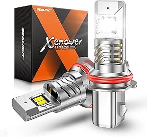 SEALIGHT 9004 Bulbs, 40000LM 8X Brightness 9004 Fog Lights, 6500K Cool White Bulbs with 15000RPM Fan, Plug and Play, IP68 Waterproof, Pack of 2