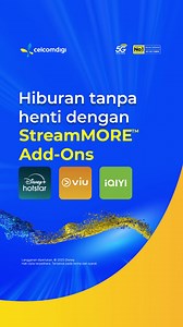 Hiburan tanpa henti dengan Add-On StreamMore. Dapatkan Prepaid No. 1 di Malaysia 磊 & nikmati Disney+ Hotstar, Viu, iQIYI & banyak lagi dari RM25/bulan!  | CelcomDigi | Facebook