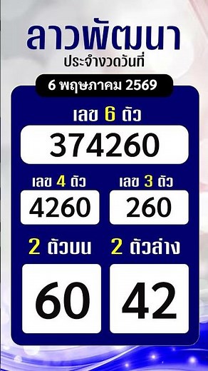 🇱🇦 ผลลาวพัฒนา ล่าสุด 6 พฤษภาคม 2569 #ลาวพัฒนาวันนี้ #หวยลาว #หวยลาววันนี้ #หวยลาวพัฒนา #ผลหวยลาว