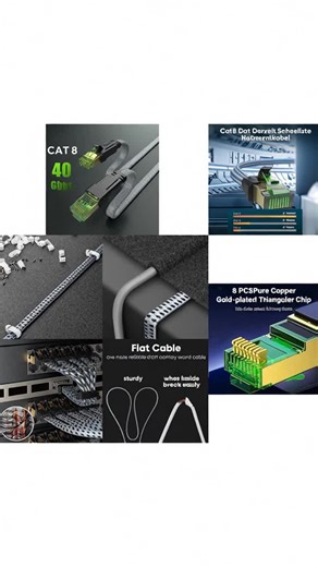 Cat 8 Ethernet Cable, High-Speed Braided 40Gbps 2000 MHz Network Cord, Heavy Duty LAN Cable for Gaming PC, PS5, Xbox, Modem and Router #TOP PICKS #chargingcable4in1 #tvgadgets #techgadget #gamingmusthave #rtx5080 #techaccessory #essentialtech #gadgethacks #smartplugs #fibersales