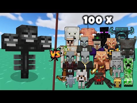 Wither vs 100x All Mobs in Minecraft (Except undead mobs) - Minecraft mob battle