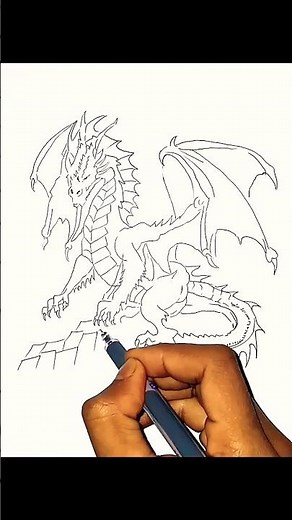 How to draw a Dragon 🐉#tutorial