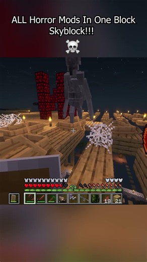 I Added Scary Horror mods to Minecraft One Block Skyblock #minecrafthorror