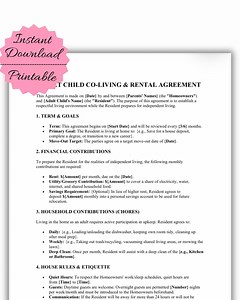 Accord de cohabitation avec un enfant adulte | Modèle de règlement intérieur familial (téléchargement numérique) - Etsy France