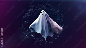 Cloth Ghost Loop. Halloween cloth ghost moving on background in a seamless loop. Stock Video