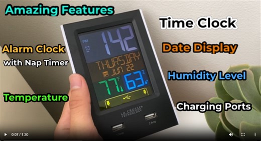 Watch La Crosse Technology Time Clock Dual USB Charging Alarm Temp on Amazon Live