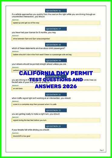 CALIFORNIA DMV PERMIT TEST QUESTIONS AND ANSWERS 2026 video