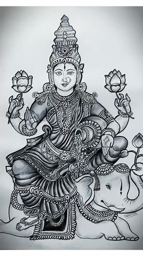 Mahalaxmi 😍🔥/ Goddess Lakshmi pencil drawing 😍✍️/Laxmi Mata #shorts #youtubeshorts #art