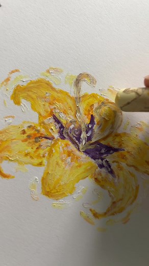 Tangled-Inspired Flower Drawing with Oil Pastels