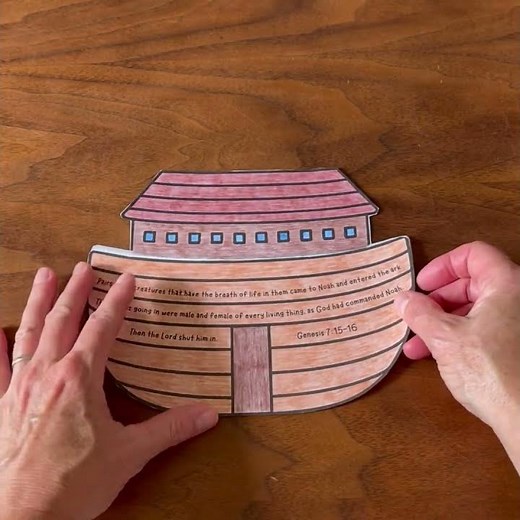 Noah and the Flood Bible Lesson and Craft, Sunday School VBS Bible Story Coloring Activity Printable