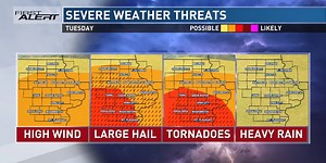 Strong to severe storms possible tonight into Tuesday
