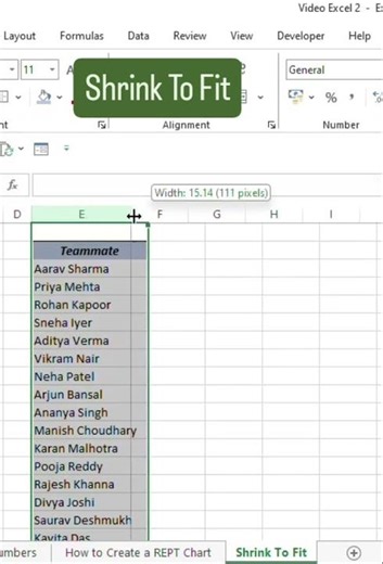 Shrink To Fit #excel #exceltips #exceltricks #workhacks #spreadsheets #tutorial #sheets