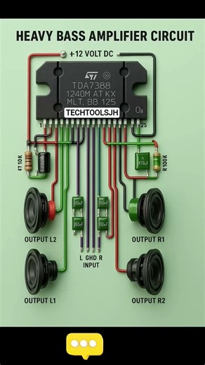 heavy bass amplifier system TDA7388 connection circuit diagram #shots #electrical #electrician
