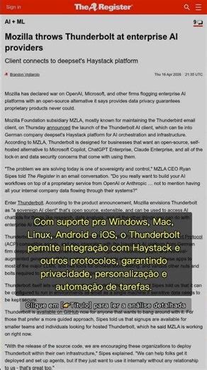 🧐👉 Mozilla Thunderbolt: AI aberto que devolve o controle dos dados às empresas #QixNewsAI