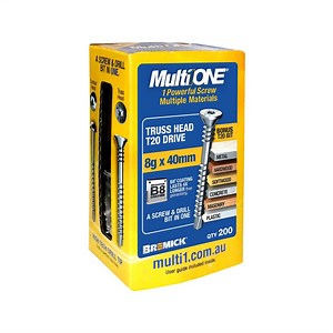 Bremick MultiONE 8g x 40mm B8 Countersunk Truss Head Screw - 200 Pack