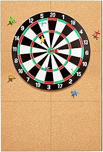 Extended Length Cork Dart Board Wall Protector for Professional 17. 75 and 18 in Dart Backboard for Board Area