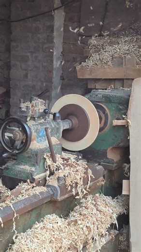 Turning Wooden Plate into Perfect Round Shape on Custom Lathe | Manufacturing Movements #shorts