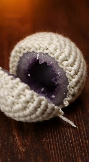 Cutting a crocheted ball in half to reveal gems! 🤩 asmr slice | DigitalGlaze