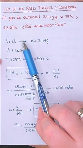 Ley de los GASES IDEALES y DENSIDAD ( PV = nRT) ► ejercicio resuelto