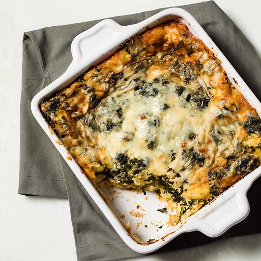 Breakfast Strata with Spinach and Gruyère | America's Test Kitchen