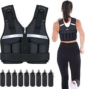 Sportneer Adjustable Weighted Vest Weights: 2-18 lbs/2-40 lbs Washable Weight Vest 16 In 1 Fast Adjust Rucking Vest for Women and Men Home Gym Workout Fitness Strength Training Vests