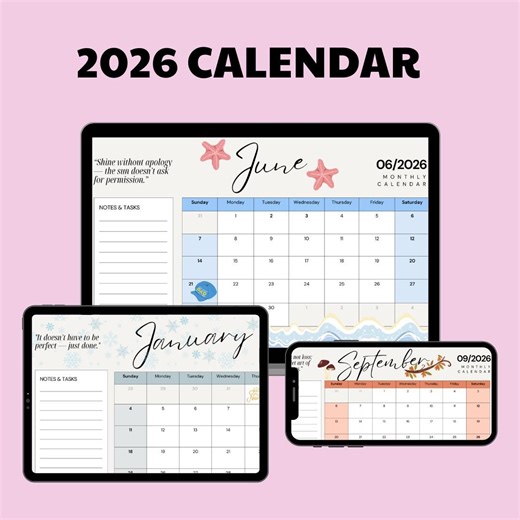 Cute 2026 Calendar - Etsy
