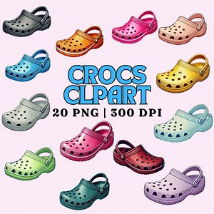 Colorful Crocs Clipart Set: 20 PNG Shoe Graphics (digital Download) - Etsy