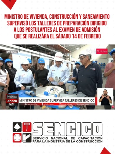 📍📽 El Ministro de Vivienda, Construcción y Saneamiento, Wilder Sifuentes Quilcate, junto con el Presidente Ejecutivo del #SENCICO, PhD. Werenshon Ramos Gonzales, supervisaron las clases de reforzamiento y talleres demostrativos dirigidos a los postulantes del Examen de Admisión 2026-1, que se realizará este sábado 14 de febrero.👷‍♂️👷‍♀️ #AdmisiónSencico #ComunidadSencico #Examen #ElPerúATodaMáquina