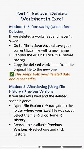 Lost an Excel worksheet or accidentally deleted your file? 📉 #worksheet #recovery