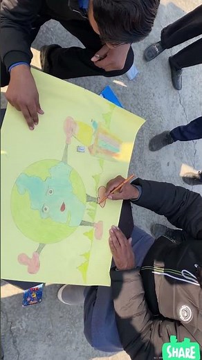 Clean and green drawing /Save environment drawing easy #SayNoToPlastic#EarthDayDrawing#schoolwallart