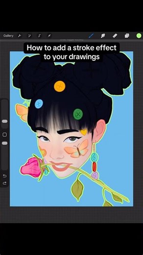 How to add a stroke effect to your drawings on procreate #tutorial #digitalart #artist #render #fypシ