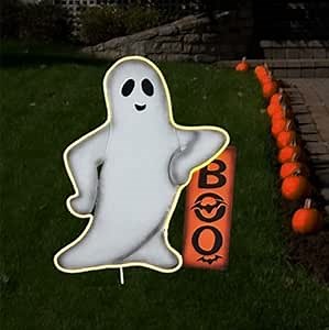 Haute Decor Outdoor Pre-Lit Halloween Ghost Yard Decoration with Ground Stake - Friendly Ghost - Outside Lawn and Entry Display