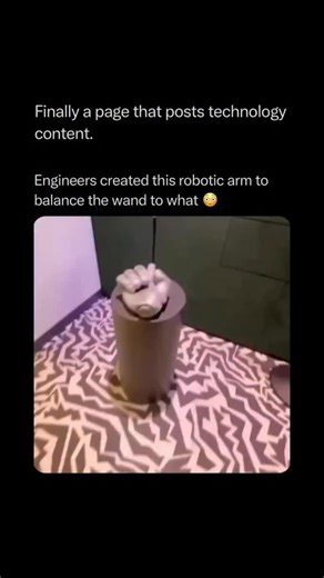 Artificial Intelligence • Technology on Instagram: "Follow @Techs to learn more about the technology world everyday! Engineers built a robotic arm that can keep a wand perfectly upright,even when you push it. It uses sensors and real-time calculations to constantly adjust its movements, making split-second corrections to fight gravity and stay balanced. It’s a simple-looking experiment, but it showcases how robotics can mimic, and even surpass, human reflexes and control. #Robotics #Engineering 