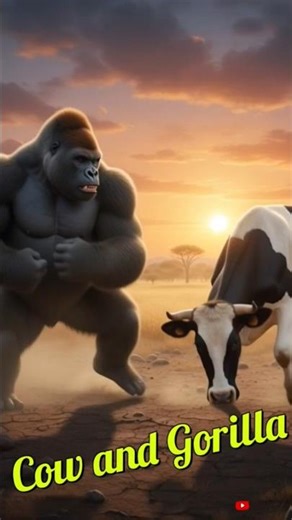 Cow Vs Gorilla Epic Nok Jhok 😁 #cow #gorilla #battlescene #animation #realistic #shortvideo #shorts