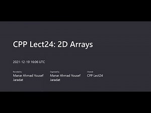 CPP Lect24: 2D Arrays