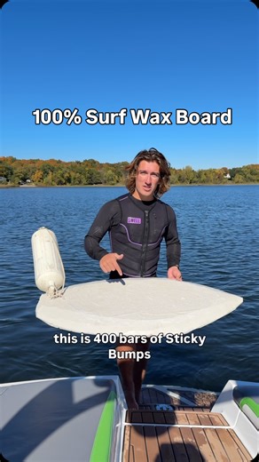 Sam Studee on Instagram: "Wakesurfing a 100% Surf Wax Board made out of @stickybumpsoriginal"