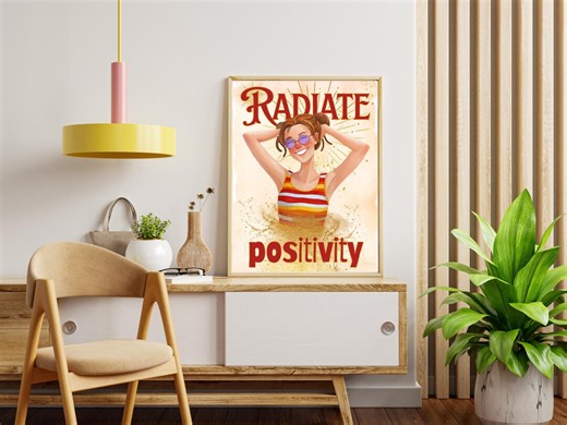 Positive Digital Poster - Motivational & Positivity Poster - Printable Illustration - Digital Wall Art - Inspiring Wall Decor - Etsy