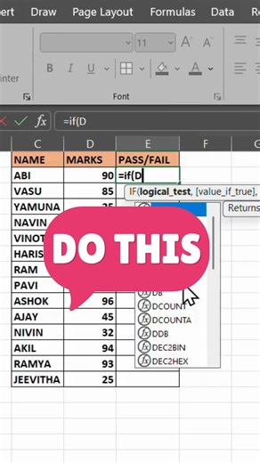 if formula using in excel sheet #shorts #excel #tech #tricks
