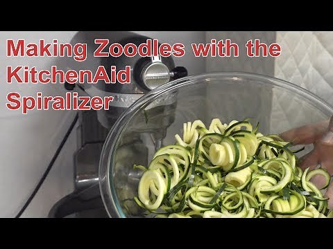 Making zucchini noodles (zoodles) with the KitchenAid Spiralizer attachment