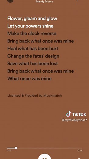 Healing Incantation Lyrics from Tangled by Mandy Moore