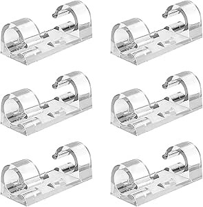 80 PCS Transparent Adhesive Cable Clips Drop Wire Holder Durable Plastic Cord Management Organiser Hooks with 100 PCS Strong Self-Adhesive Stickers - Small
