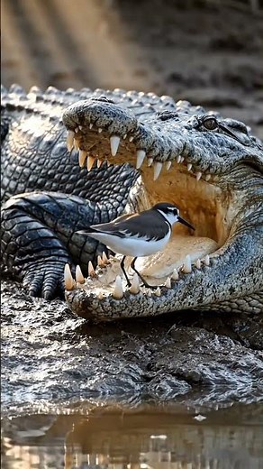 Bird Cleans Crocodile’s Teeth – Nature’s Most Fearless Dentist! 🐊🐦 #wildlifeentertainment
