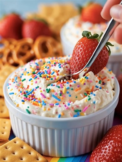Funfetti Cake Batter Dip Yield: 8–10 servings | Time: 10 minutes Ingredients 1 box Funfetti cake mix (15 oz) 1½ cups vanilla yogurt (or plain Greek yogurt) 1 container Cool Whip (8 oz, thawed) ................................. Full Recipe in First Cօʍʍеոτ 👇 | Kitchen Pop
