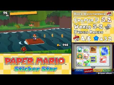 Paper Mario: Sticker Star Walkthrough 5.2 (World 5-2) Jungle Rapids