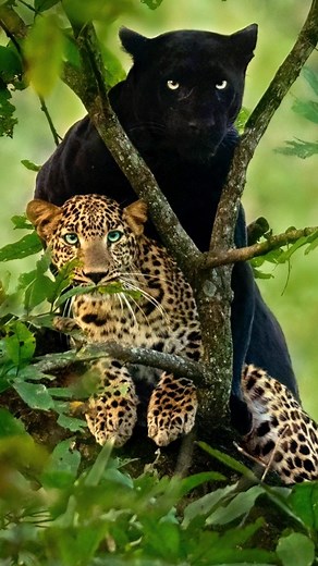 Mithun Hunugund on Instagram: "An Eternal Love Story . A Black Panther mating with a Leopard on the tree, an extremely rare occurrence in the wild. The passion and the fights after mating reached another level with this pair. Have been truly blessed to follow the journey of this cat for the last 10 years now. . #blackpanther #melanistic #wildlifephotography #bigcat #nature #reels #instagood #instagram #leopard #kabini #love #privatesafari #saaya #mithunhphotography"
