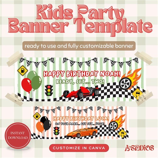 Kids Party Banner Printable, Editable Birthday Banner Template Canva, Custom Kids Celebration Banner Design - Etsy